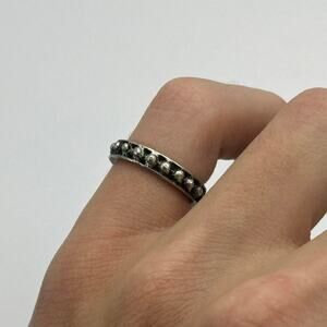 Vintage Silver Studded Mini Ball Pinky Band Ring